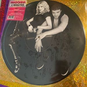 MADONNA JUSTIN TIMBERLAKE 12” 4 MINUTES PICTUR DISC HYPE STICKER MINT !!